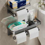 SmartShelf Élégance – Porte-Papier Toilette en Aluminium avec Étagère pour Smartphone