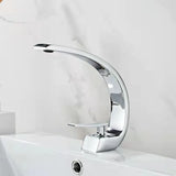 Robinet de lavabo incurvé moderne en laiton avec mitigeur eau chaude et froide
