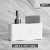 CleanMate Duo – Distributeur de Savon avec Support Éponge Intégré