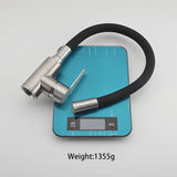 Robinet de Cuisine Flexible Noir en Acier Inoxydable avec Douchette à Deux Jets