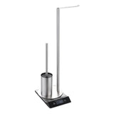 Set WC DuoStand Élégance – Brosse et Porte-Papier Autoportant en Acier Inoxydable, Sans Perçage