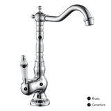 Robinet de Cuisine Vintage en Laiton et Céramique