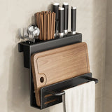 Support Mural pour Couteaux avec Rangement Planche à Découper – Étagère de Cuisine en Acier Inoxydable
