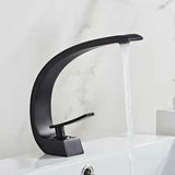 Robinet de lavabo incurvé moderne en laiton avec mitigeur eau chaude et froide