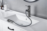 Mitigeur de Lavabo Extractible Blanc en Laiton Brossé avec Douchette Intégrée