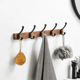 Porte-Manteaux Mural en Bois Noir – Patère Design Moderne à 5 Crochets