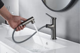 Mitigeur de Lavabo Extractible Blanc en Laiton Brossé avec Douchette Intégrée