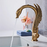 Robinet de lavabo en laiton avec bec en forme de cygne et effet cascade