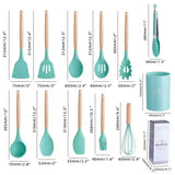 CookMaster 12 – Set de 12 Ustensiles de Cuisine en Silicone avec Poignées en Bois