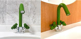 Mitigeur Lavabo à Double Poignée – Robinet Rotatif en Laiton avec Finition Chromée et Accents Rouge & Vert