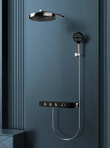 Colonne de douche thermostatique encastrée en laiton – Ensemble haut de gamme avec pomme de douche effet pluie