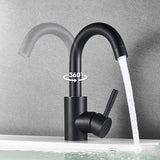 Robinet de lavabo rotatif en acier inoxydable finition nickel noir avec levier unique