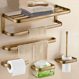 Prestige Vintage – Ensemble d’Accessoires Salle de Bain en Laiton Antique avec Porte-Brosse WC