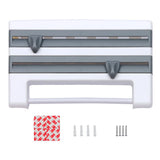 Support Multifonction 4-en-1 pour Cuisine– Organiseur Mural avec Porte-Rouleaux, Distributeur, Étagère et Coupe-Film