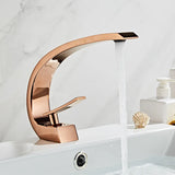 Robinet de lavabo incurvé moderne en laiton avec mitigeur eau chaude et froide
