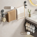 Barre Porte-Serviettes Sans Perçage 40 cm – Support Mural Noir à Ventouse, Amovible et Multifonction