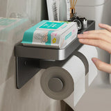 SmartShelf Élégance – Porte-Papier Toilette en Aluminium avec Étagère pour Smartphone