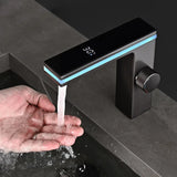 Robinet de lavabo intelligent avec affichage numérique lumineux en laiton