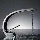 Robinet de lavabo incurvé moderne en laiton avec mitigeur eau chaude et froide