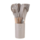 CookMaster 12 – Set de 12 Ustensiles de Cuisine en Silicone avec Poignées en Bois