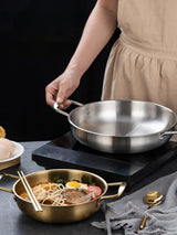 ChefSteel – Poêle en Acier Inoxydable pour Sauces & Paella avec Poignée