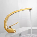 Robinet de lavabo incurvé moderne en laiton avec mitigeur eau chaude et froide