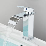 Robinet de lavabo noir mat avec bec cascade et mitigeur eau chaude et froide