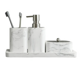 MarbleLux – Set de Salle de Bain 4 Pièces en Résine Effet Marbre