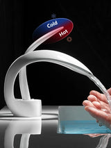 CascadePure – Mitigeur Lavabo Effet Cascade Blanc Moderne