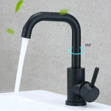 Robinet de lavabo rotatif en acier inoxydable finition nickel noir avec levier unique