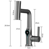 Robinet de lavabo cascade avec affichage numérique de température et bec réglable