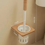 Support WC Mural Noyer & Acier – Porte-Brosse Hygiénique pour Salle de Bain, Installation Sans Perçage
