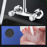 Robinet de cuisine mural avec double commande et bec pivotant