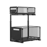 Organisateur Coulissant Cuisine Double Niveau Acier Premium – Rangement Sous Évier Ajustable | Panier Extractible | Support Épices Gain de Place