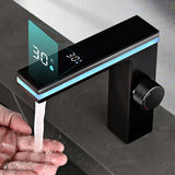 Robinet de lavabo intelligent avec affichage numérique lumineux en laiton
