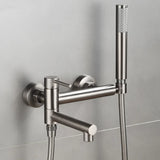 Mitigeur mural pour baignoire avec bec pivotant et douchette – Robinet de bain en acier inoxydable avec eau chaude et froide