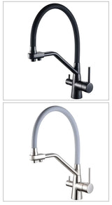 Robinet de Cuisine Filtrant Pivotant à 360° avec Double Commande Eau Pure et Mitigée