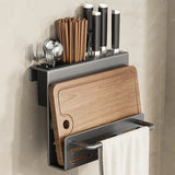 Support Mural pour Couteaux avec Rangement Planche à Découper – Étagère de Cuisine en Acier Inoxydable