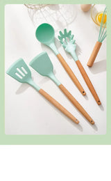 CookMaster 12 – Set de 12 Ustensiles de Cuisine en Silicone avec Poignées en Bois