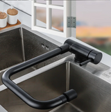 Robinet de cuisine rabattable et rotatif en laiton avec double jet et mitigeur eau chaude et froide