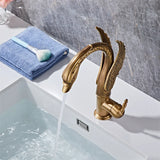 Robinet de lavabo en laiton avec bec en forme de cygne et effet cascade