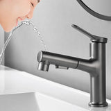 Mitigeur de Lavabo Extractible Blanc en Laiton Brossé avec Douchette Intégrée