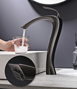 Robinet de lavabo en laiton chromé brillant avec mitigeur eau chaude et froide et cartouche anti-fuite