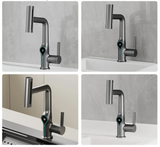 Robinet de lavabo cascade avec affichage numérique de température et bec réglable
