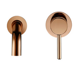 Robinet mural pour lavabo en laiton finition or rosé avec double commande