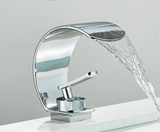 Robinet de lavabo cascade ultra-fin en laiton – Mitigeur moderne pour salle de bain avec eau chaude et froide