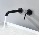 Robinet mural encastré en laiton pour lavabo avec mitigeur eau chaude et froide
