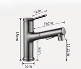 Robinet de lavabo avec bec extractible et fonction de rinçage buccal – Mitigeur eau chaude et froide