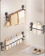 Barre Porte-Serviettes Sans Perçage 40 cm – Support Mural Noir à Ventouse, Amovible et Multifonction