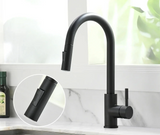 Robinet de cuisine extensible argenté avec mitigeur eau chaude et froide